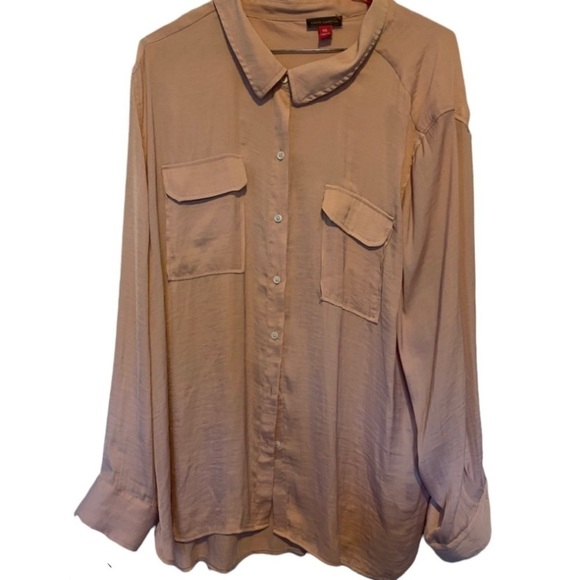Plus Size XXL Vince Camuto Blush Pink Button Down Blouse - Picture 3 of 10